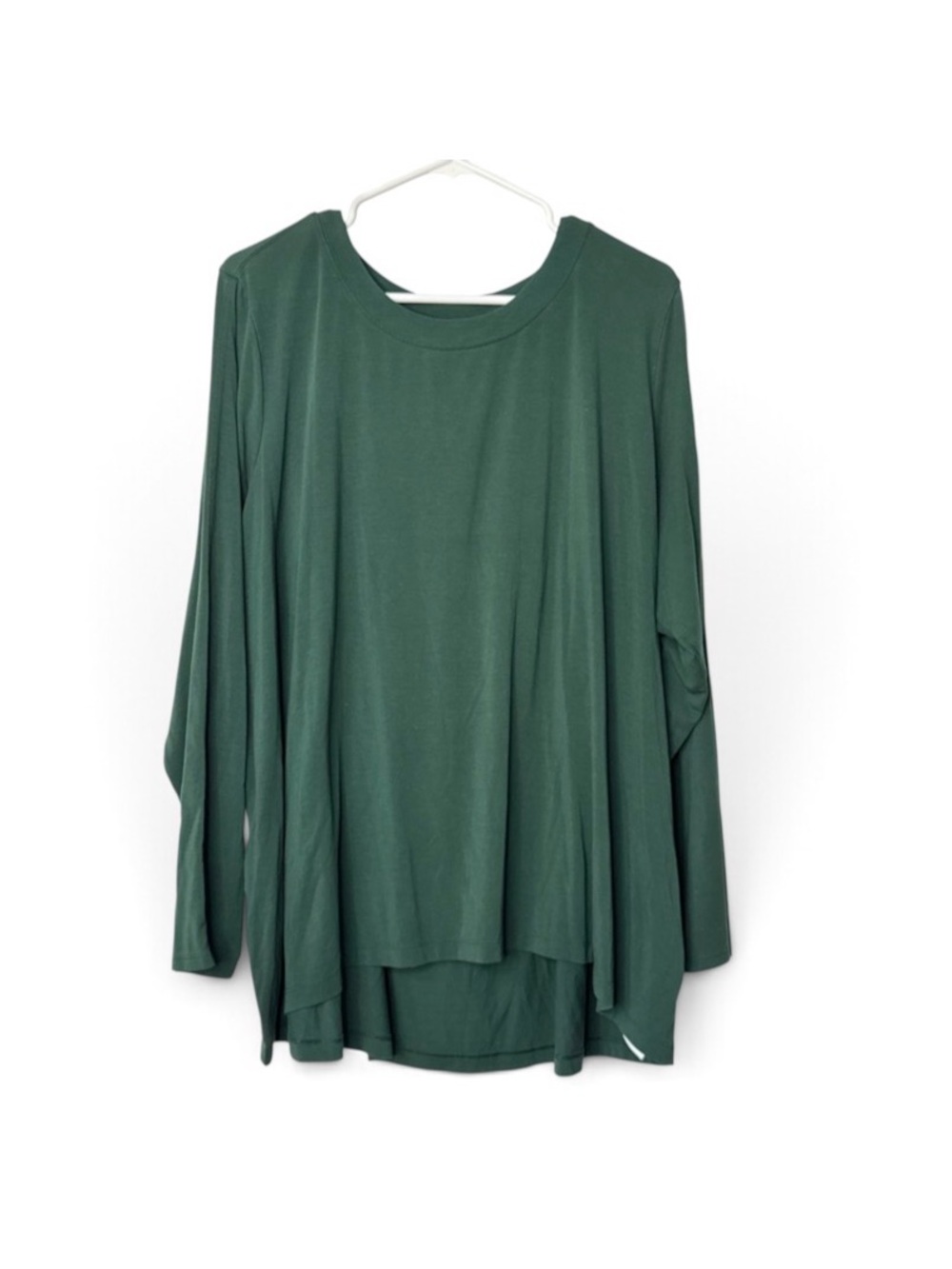 Athleta With Ease Top Women’s 1X Green Long Sleeve Shirt Soft Modal Blend Cozy
